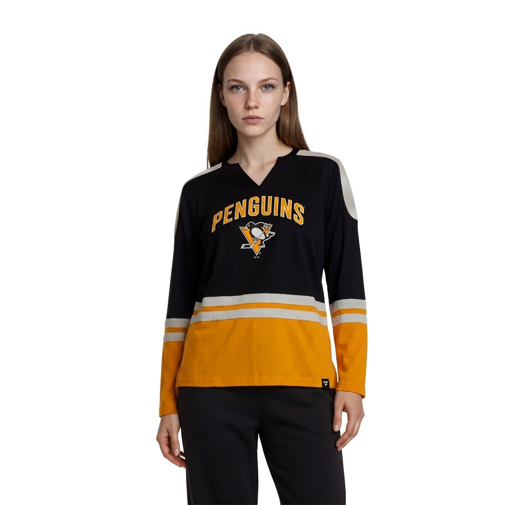 Fanatics Pittsburgh Penguins Jersey Top Women's‎ Size Medium Black Gold Sleeve